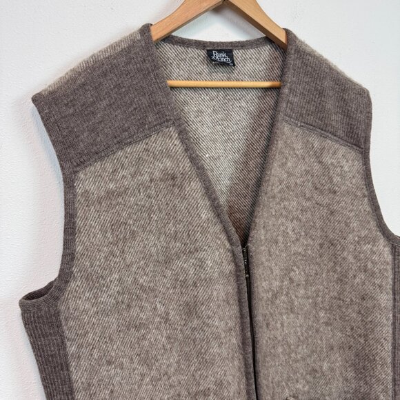 Rusk & Finch 100% Pure Wool Vest New Zealand Zip Front Sweater long brown XL - Picture 4 of 11